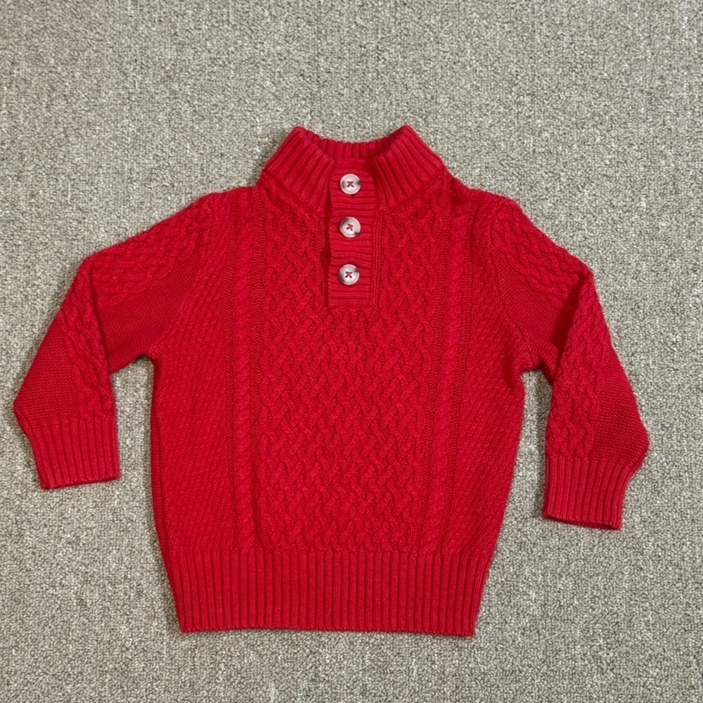 Cat & Jack: Boys Red Cable Knit Pullover Sweater, Size 3T
